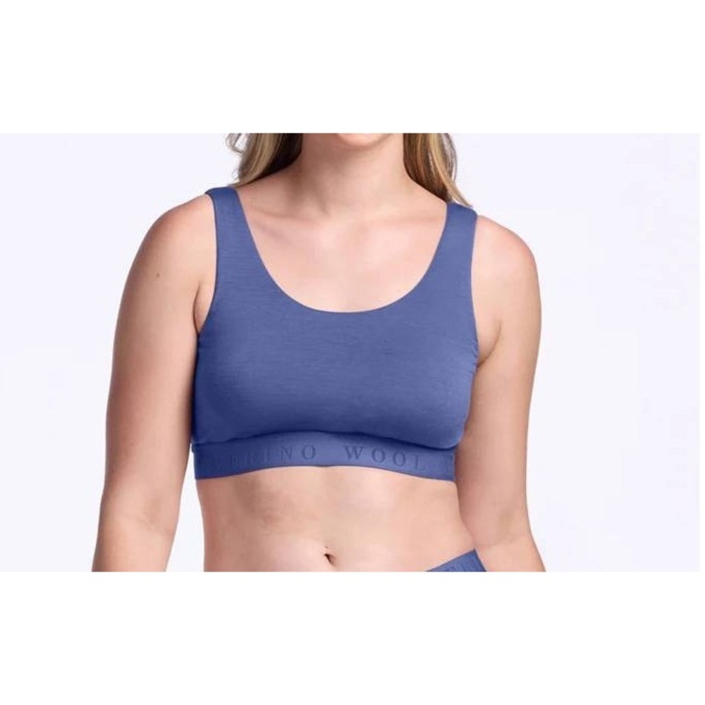 Woolx Aubrey Lounge Bra Women Small Blue Merino Wool Blend Sustainable Yoga Soft